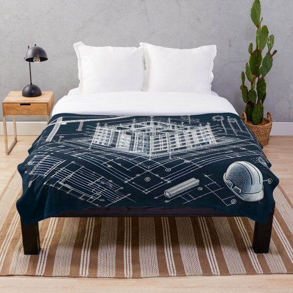 Artikelvorschau, Architektonische Blaupausenkunst | Digitales Baudesign | Technische Blaupausen | Moderne Baupläne entworfen und verkauft von PandaTShirtShop.