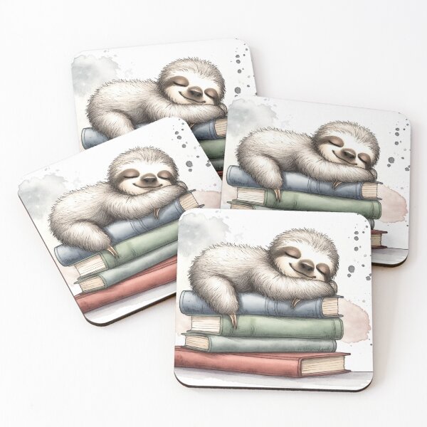 Item preview, Sleepy Sloth on Stack of Books designed and sold by LuminShadowArt.