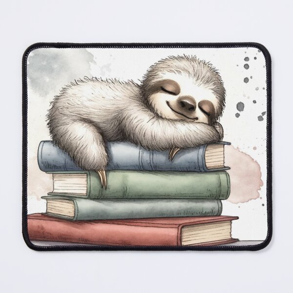 Item preview, Sleepy Sloth on Stack of Books designed and sold by LuminShadowArt.