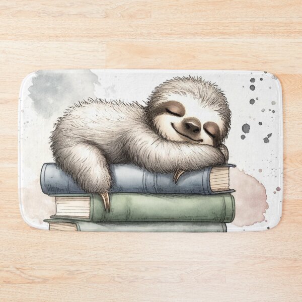 Item preview, Sleepy Sloth on Stack of Books designed and sold by LuminShadowArt.