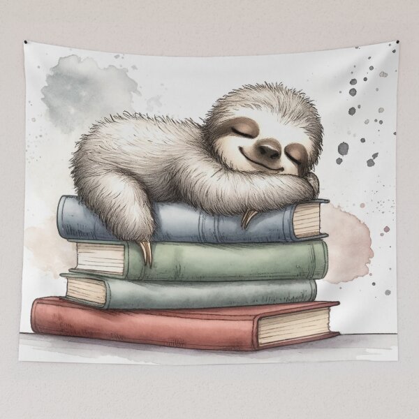Item preview, Sleepy Sloth on Stack of Books designed and sold by LuminShadowArt.