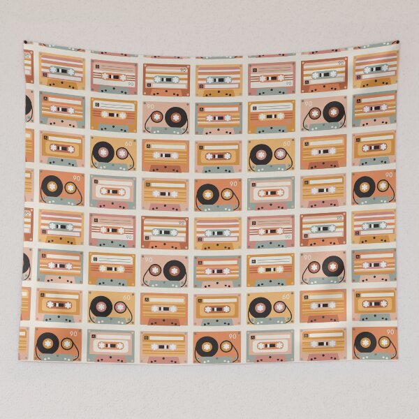 Item preview, Vintage cassettes - retro music party  - pink  and orange  - light background designed and sold by Muxune.