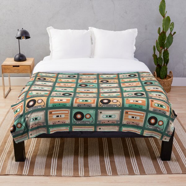 Item preview, Vintage cassettes - retro music party  - green and pink  - dark green background designed and sold by Muxune.