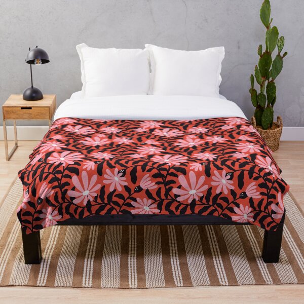 Item preview, Trailing floral pattern in a modern graphic style: groovy flowers and loosy leaves in a bold contrasting color palette. designed and sold by Muxune.