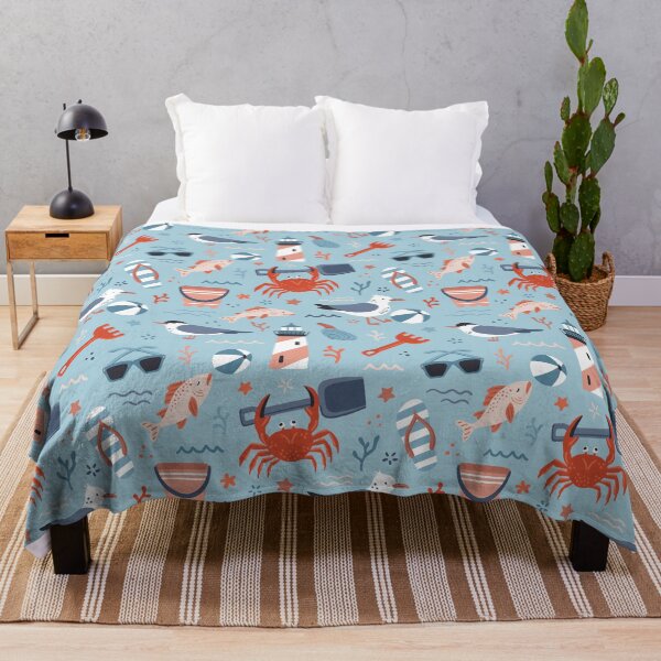 Item preview, Seaside animals playing with beachy things - blue and red designed and sold by Muxune.