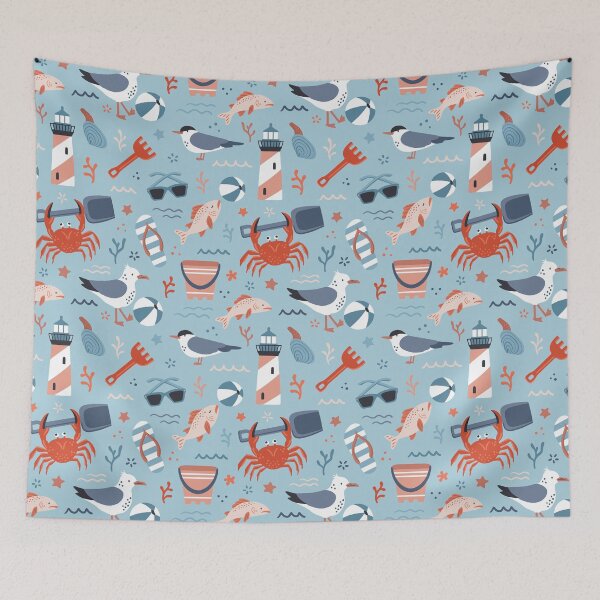 Item preview, Seaside animals playing with beachy things  - blue and red designed and sold by Muxune.