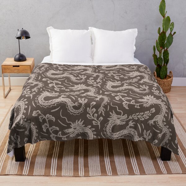 Item preview, Japanese dragons block print brown - year of the dragon 2024 designed and sold by Muxune.