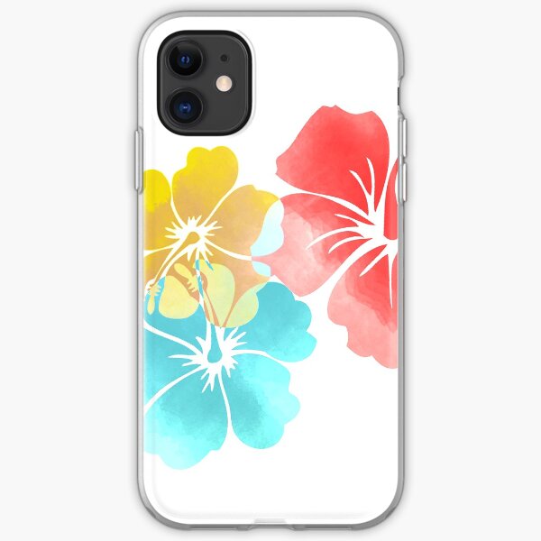 Hawaii Hibiscus, Orange, Yellow and Aqua Blue iPhone Soft Case