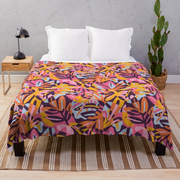Artikelvorschau, Orange und rosa maximalistische Blattformen – Papierschnitt überlappende tropische Blätter – sommerliche Pastellfarbpalette entworfen und verkauft von Muxune.