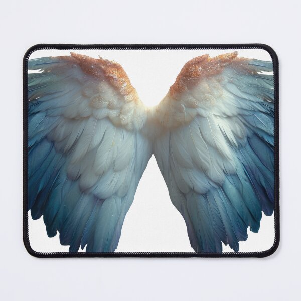 Item preview, Pair of delicate, beautifully colored wings extends outward, with intricate details of feathers caught in a serene, diffused light designed and sold by MiraCleAI.