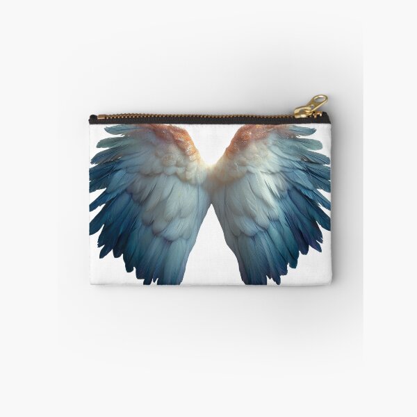 Item preview, Pair of delicate, beautifully colored wings extends outward, with intricate details of feathers caught in a serene, diffused light designed and sold by MiraCleAI.