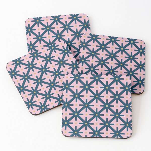 Item preview, Retro Modern Pink and Inky Blue Geometric Diamond Trellis Pattern designed and sold by scome.