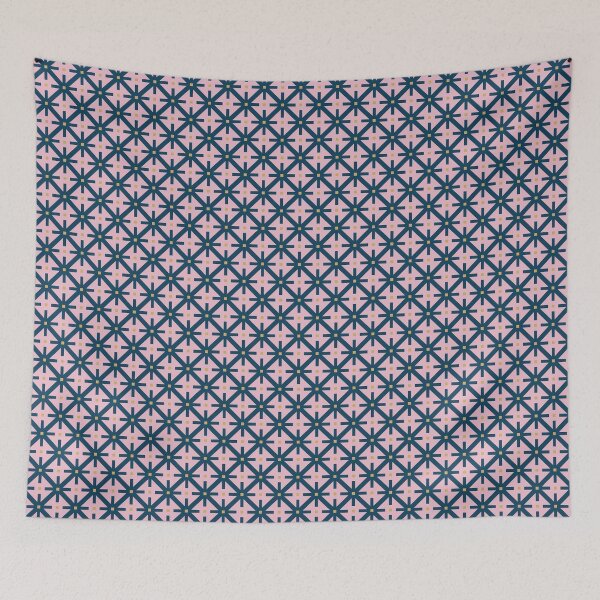 Item preview, Retro Modern Pink and Inky Blue Geometric Diamond Trellis Pattern designed and sold by scome.