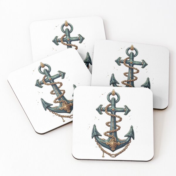 Item preview, Blue anchor watercolor painting designed and sold by MiraCleAI.