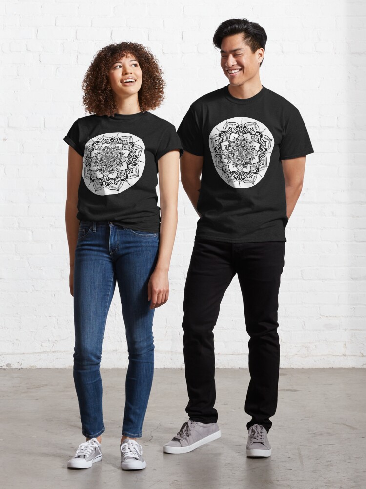 Classic T-Shirt, Monochrome Mandalas Sweet Dreams Polka Dots designed and sold by Triplicate Limited
