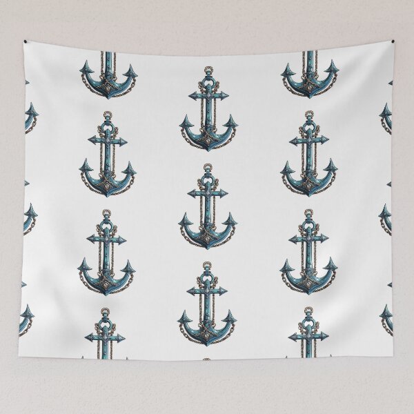 Item preview, Blue anchor watercolor painting designed and sold by MiraCleAI.