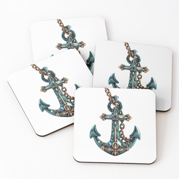 Item preview, Blue anchor watercolor painting designed and sold by MiraCleAI.