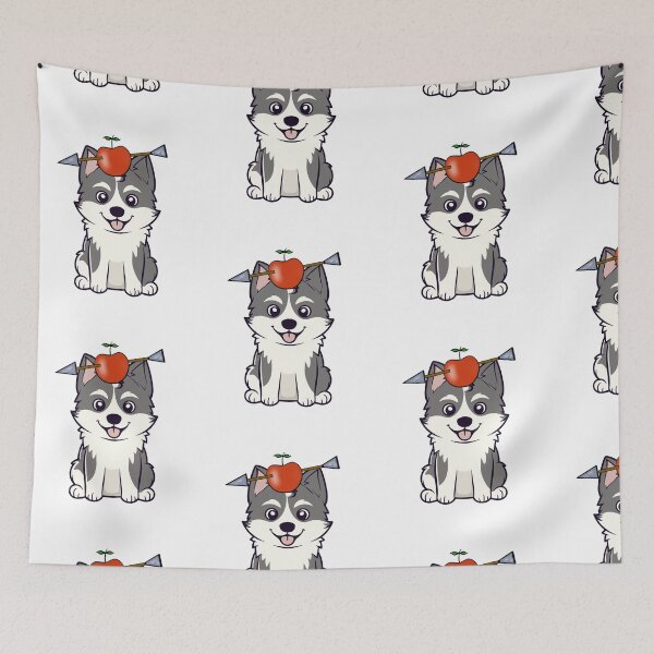 Item preview, Husky dog  has an apple with an arrow through it designed and sold by Pet Station.