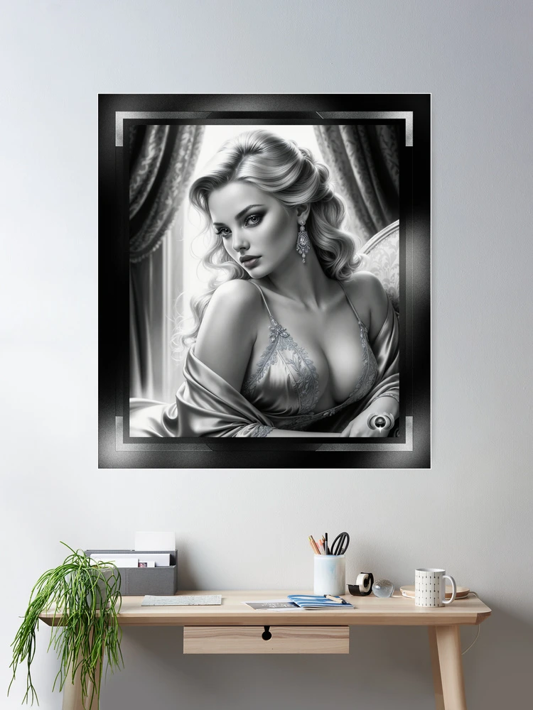 Casual Observer - A Portrait Of Glamour Model Lycia AI Concept Art by Xzendor7 - A Captivating Blonde Beauty 2 Casual Observer A Portrait Of Glamour Model Lycia Gorgeous AI Concept Art by Xzendor7 Room Decor Illustration Poster Art Print
