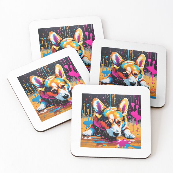 Item preview, Cute Corgi Dripping Paint Portrait designed and sold by RetroThreadedTs.