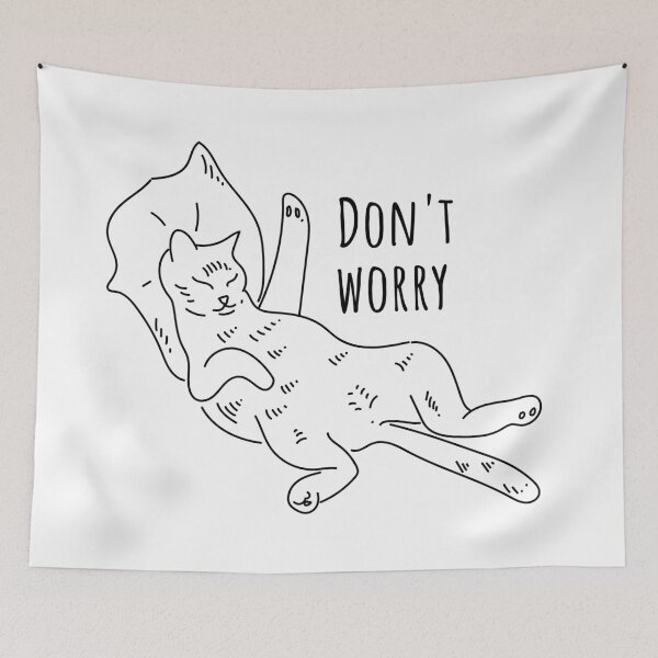 Item preview, A lazy cat lies on a pillow and the inscription don't worry designed and sold by Deepness2023.