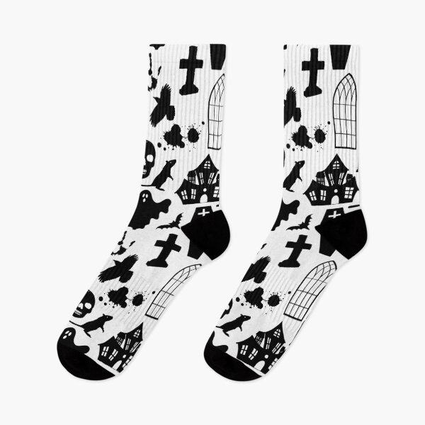 Item preview, Black and White Halloween Pattern designed and sold by HotHibiscus.