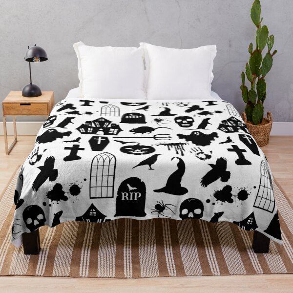 Item preview, Black and White Halloween Pattern designed and sold by HotHibiscus.