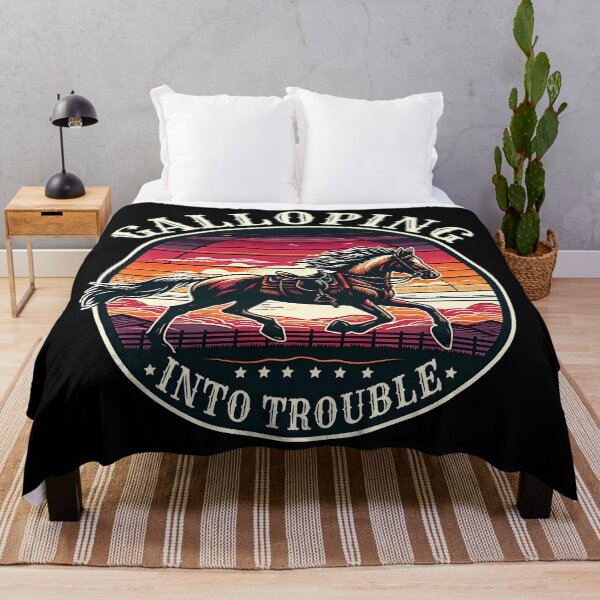 Item preview, Galloping Into Trouble - Retro Vintage country Horse Sunset Design designed and sold by Unitepeople.