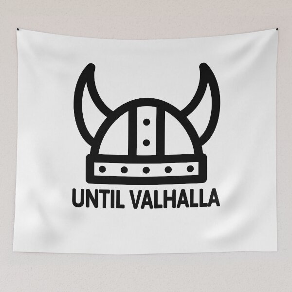 Item preview, Until Valhalla! Black And White Viking Helmet designed and sold by PMCreative.