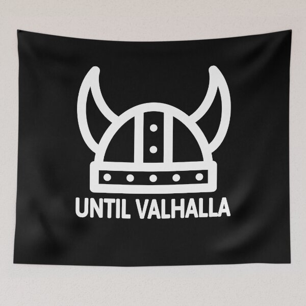 Item preview, Until Valhalla! White And Black Viking Helmet designed and sold by PMCreative.
