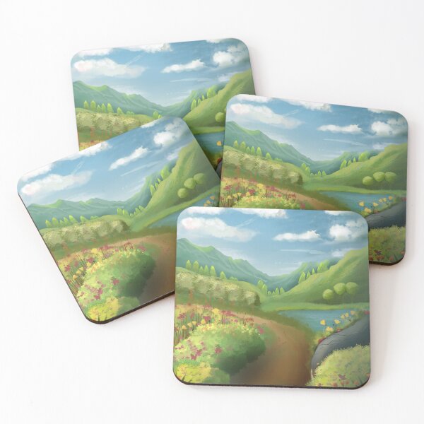 Item preview, Bright Grassy Landscape with Path and Flowers designed and sold by Pixel & Petal Co..