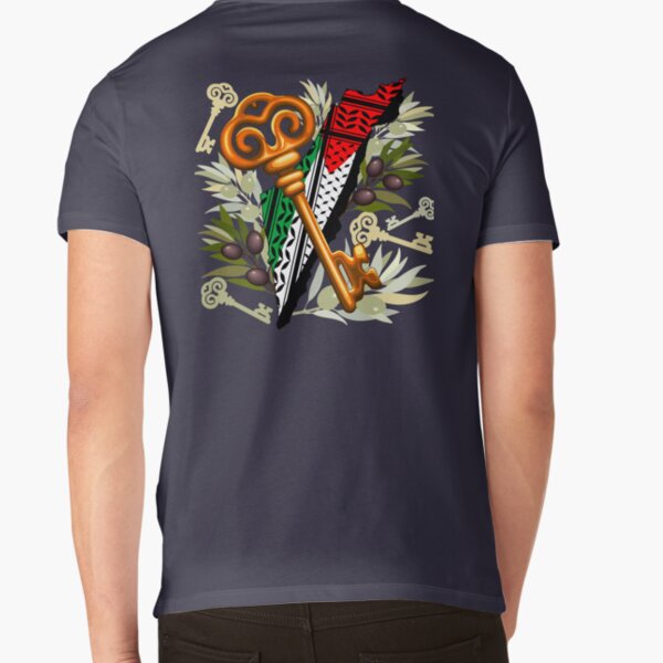 Palestinian Key Symbol of the Right of Return V-Neck T-Shirt