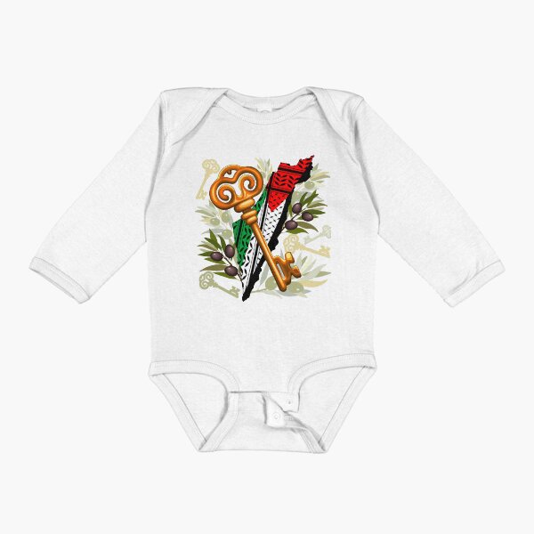 Palestinian Key Symbol of the Right of Return Long Sleeve Baby One-Piece