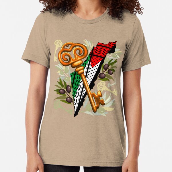 Palestinian Key Symbol of the Right of Return Tri-blend T-Shirt