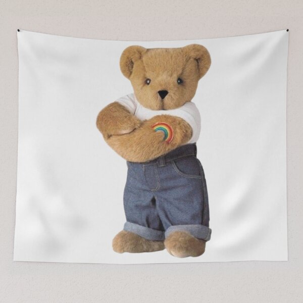 Item preview, Teddy bear with rainbow tattoo designed and sold by RobynYourHeart.