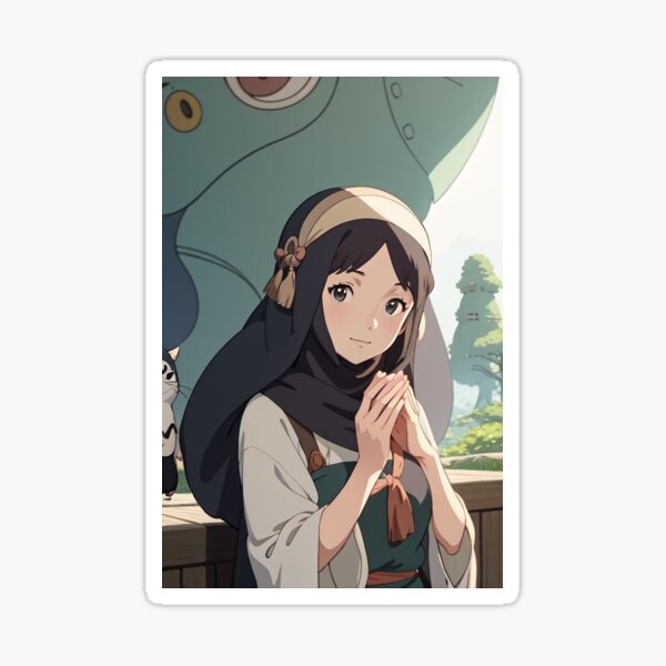 Aperçu de l'œuvre Femme de style Ghibli en écharpe ample créée et vendue par WataniCorner.