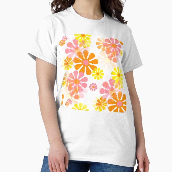 Item preview, 60's Retro Groovy Mod Flowers In Pink, Orange and Yellow  designed and sold by MellowCat.
