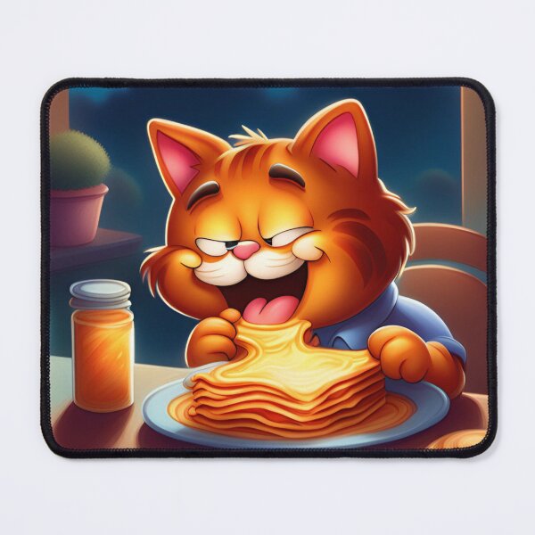 Item preview, A red cat eats lasagna for dinner designed and sold by Purpleflex.