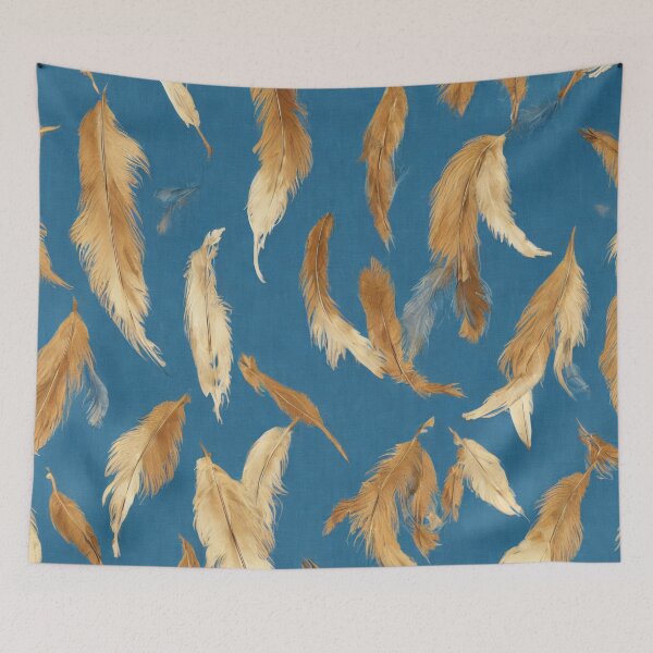 Item preview, Abstract , Feather , modern , blue , gold , Painting , Poster , anime posters , anime stickers Poster designed and sold by fineartstyles4u.