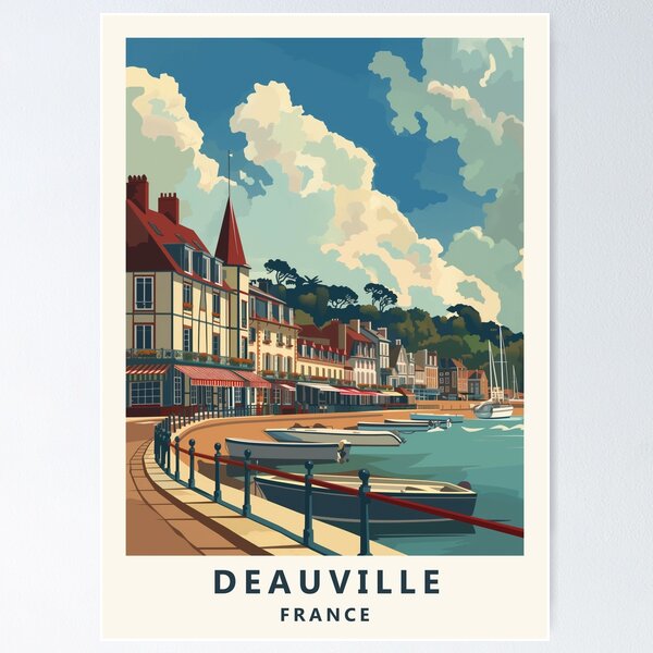 Item preview, Deauville, Normandy, France travel poster. designed and sold by JJAArt.