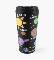 Taza de viaje camisa del sistema solar para mujer, planetas, sol y planetas, estrella y planeta, espacio exterior, todos los planetas, sistema solar, sistema planetario, heliocéntrico