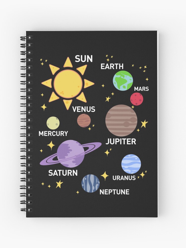 Cuaderno de espiral «camisa del sistema solar para mujer, planetas, sol y  planetas, estrella y planeta, espacio exterior, todos los planetas, sistema  solar, sistema planetario, heliocéntrico» de theglaze | Redbubble