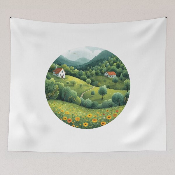 Item preview, Peaceful Countryside Landscape Painting designed and sold by amortka.