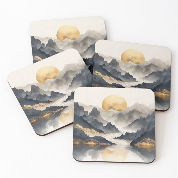 Item preview, Sunset Over Tranquil Mountains Print designed and sold by amortka.