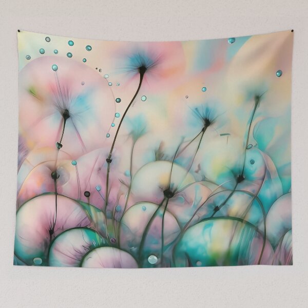 Item preview, Illustration Dandelion Field In Abstract Style With Bubbles designed and sold by kuralesya.
