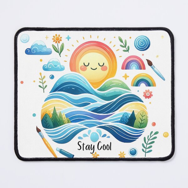 Item preview, Design: "Stay Cool" Playful Sun and Waves Illustration for T-Shirts and Merchandise designed and sold by adriaquart.