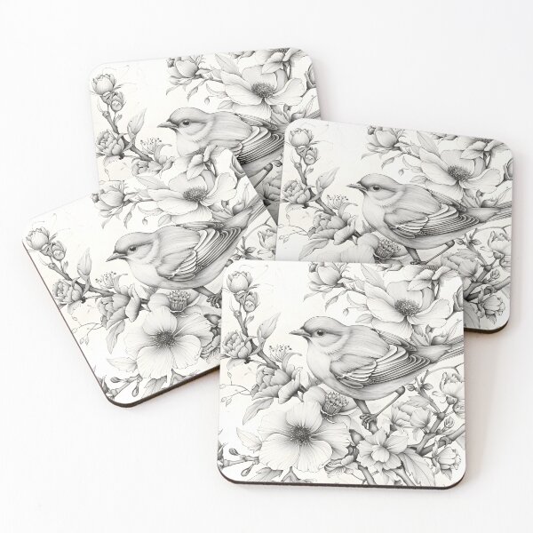 Item preview, Black and White Bird Pencil Drawing designed and sold by Pencil-Art.