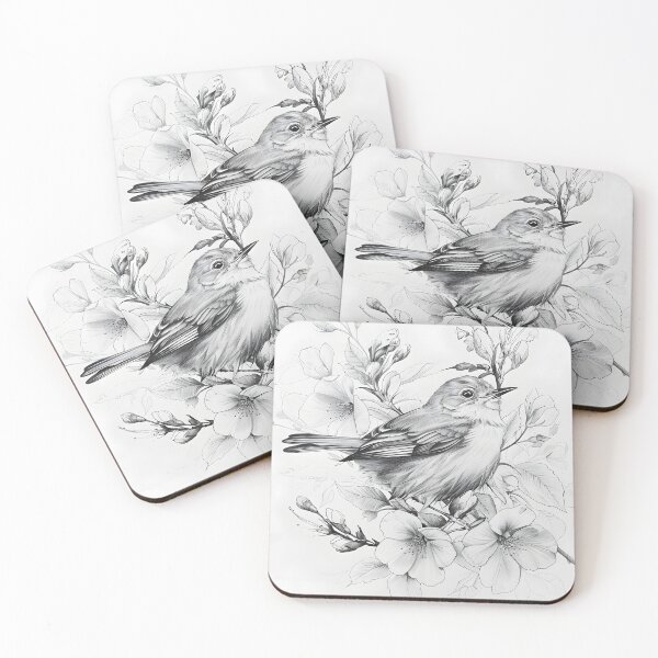 Item preview, Black and White Bird Pencil Drawing designed and sold by Pencil-Art.