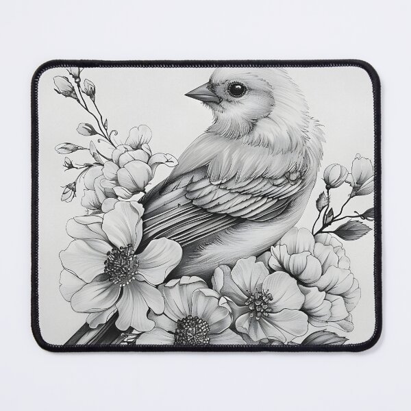 Item preview, Black and White Bird Pencil Drawing designed and sold by Pencil-Art.