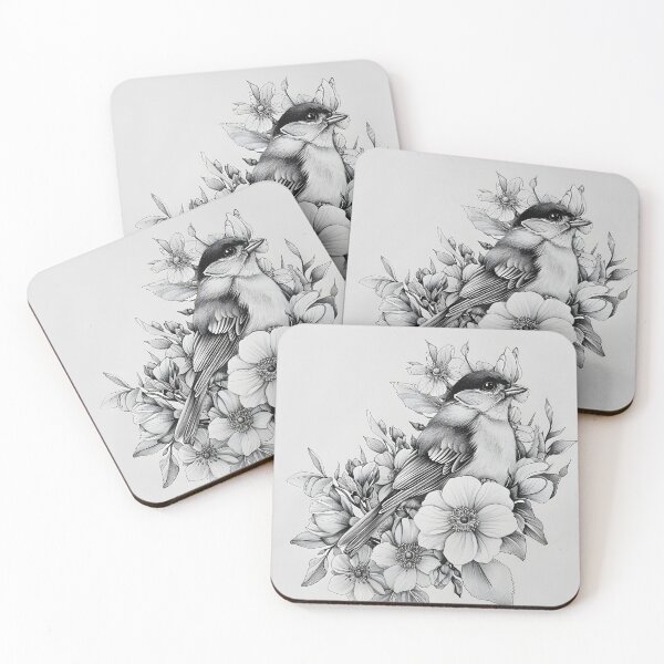 Item preview, Black and White Bird Pencil Drawing designed and sold by Pencil-Art.